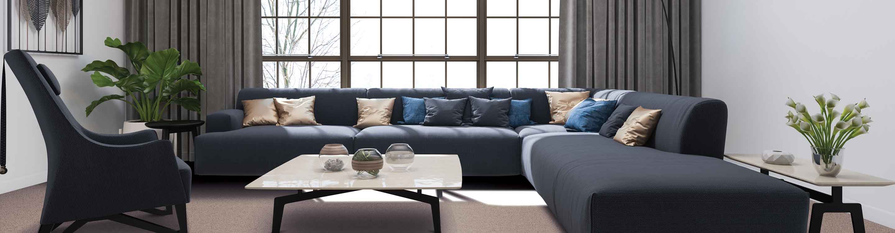 grey curtain in Kalamazoo, MI living room